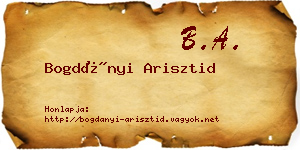 Bogdányi Arisztid névjegykártya